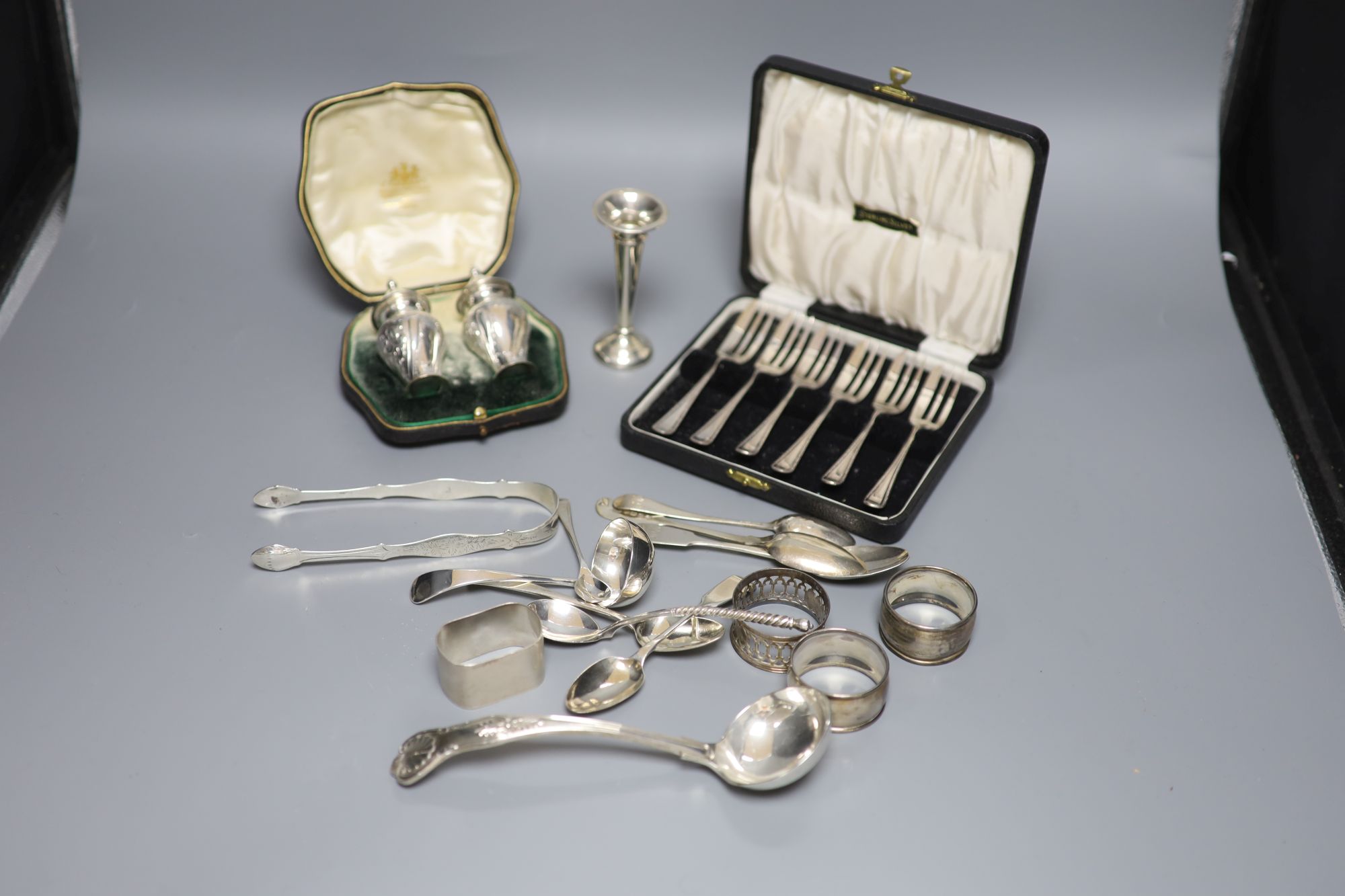 Various silver spoons etc.